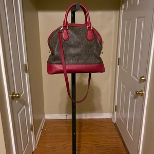 red and brown mk purse